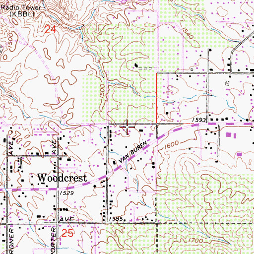 Topographic Map of Woodcrest Baptist Church, CA