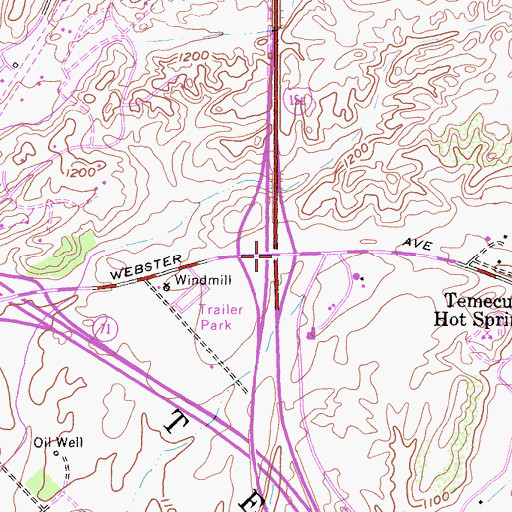 Topographic Map of Interchange 1, CA