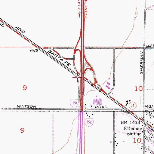 Topographic Map of Interchange 15, CA