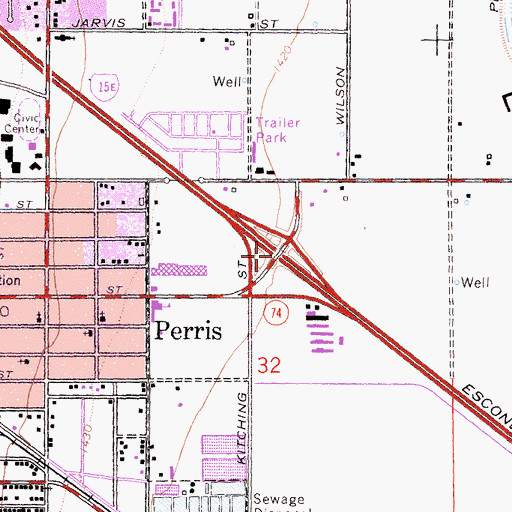 Topographic Map of Interchange 17, CA