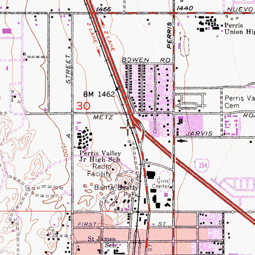 Topographic Map of Interchange 18, CA