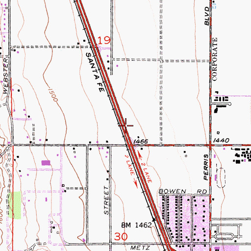 Topographic Map of Interchange 19, CA