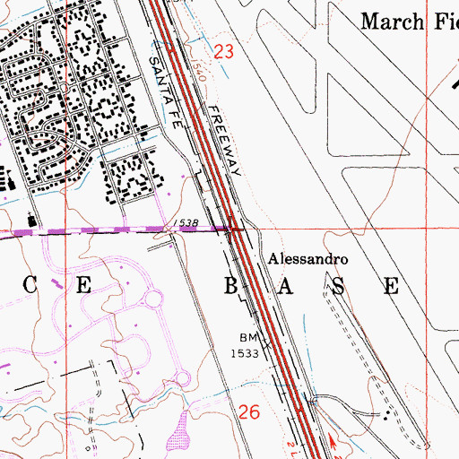 Topographic Map of Interchange 25, CA