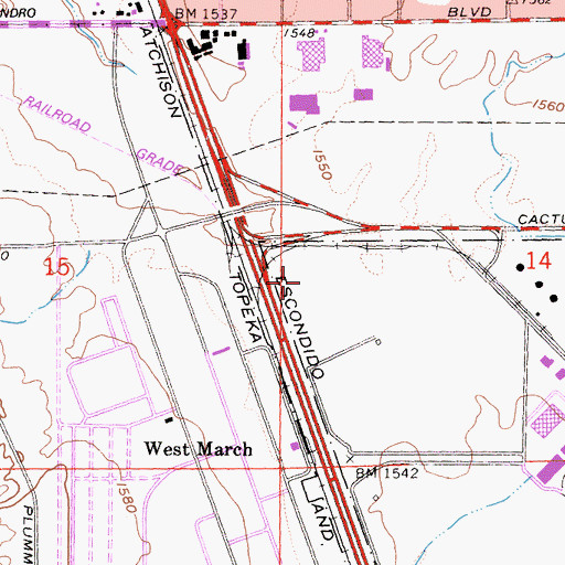 Topographic Map of Interchange 27A, CA