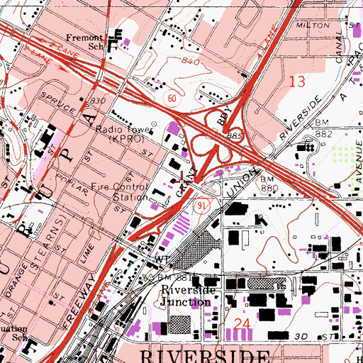 Topographic Map of Interchange 34A, CA