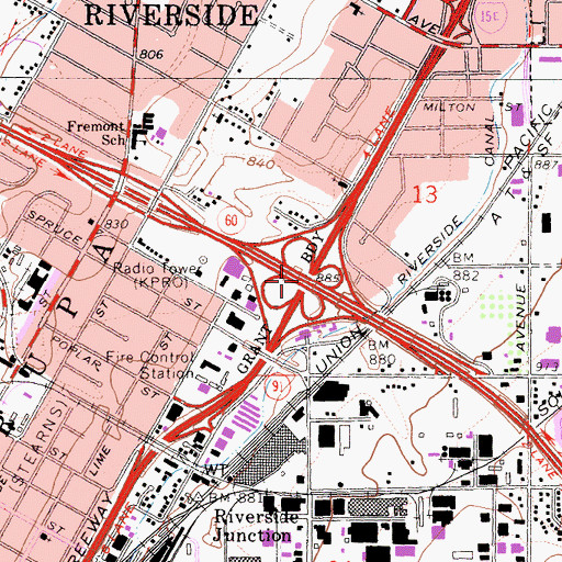 Topographic Map of Interchange 34B, CA