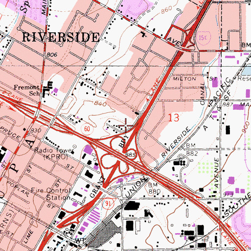 Topographic Map of Interchange 34C, CA