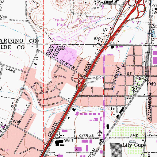 Topographic Map of Interchange 36, CA