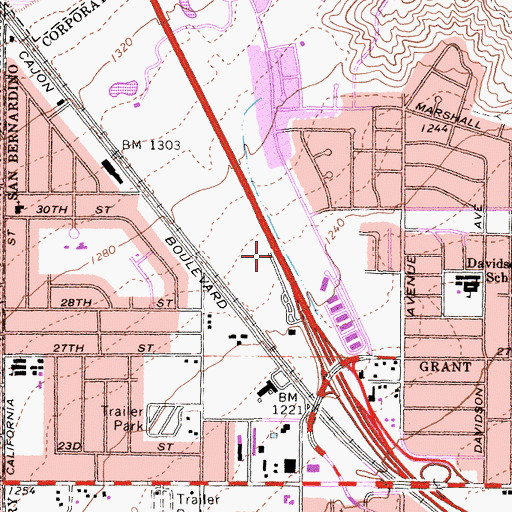 Topographic Map of Interchange 46C, CA