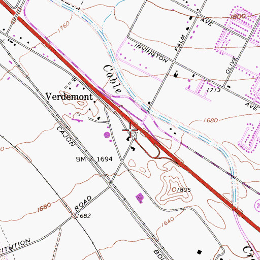Topographic Map of Interchange 50, CA