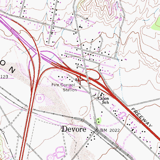 Topographic Map of Interchange 54, CA