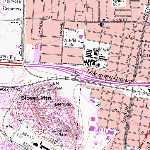 Topographic Map of Interchange 70A, CA
