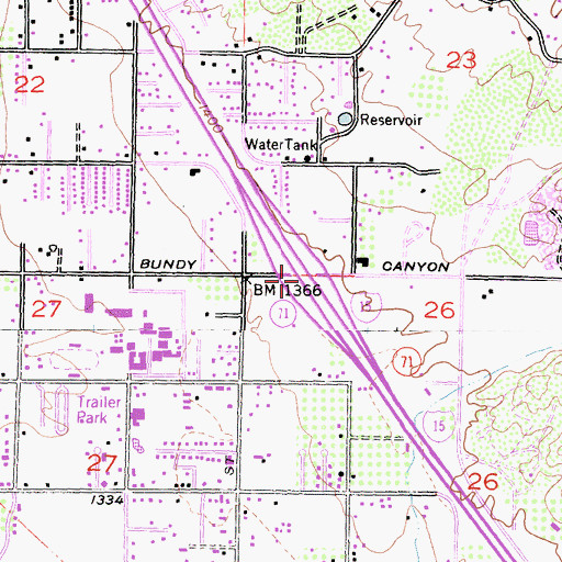Topographic Map of Interchange 71, CA