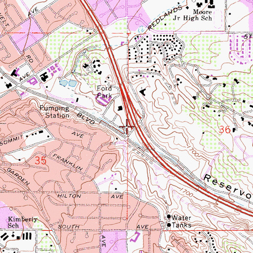 Topographic Map of Interchange 81, CA