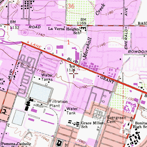 Topographic Map of Marshall Creek, CA