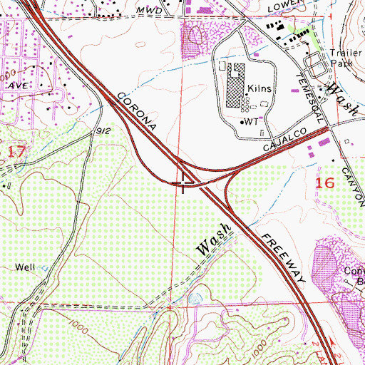 Topographic Map of Interchange 91, CA