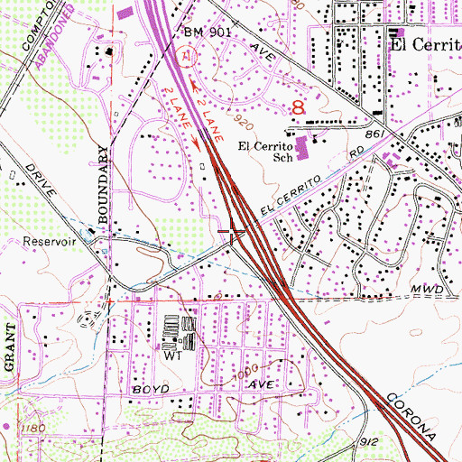 Topographic Map of Interchange 92, CA