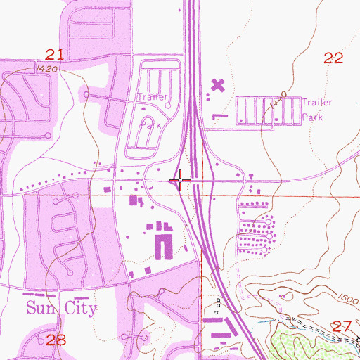 Topographic Map of Interchange 12, CA