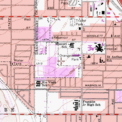Topographic Map of Ballard Rehabilitation Hospital, CA