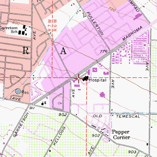 Topographic Map of Corona Regional Rehabilitation Hospital, CA