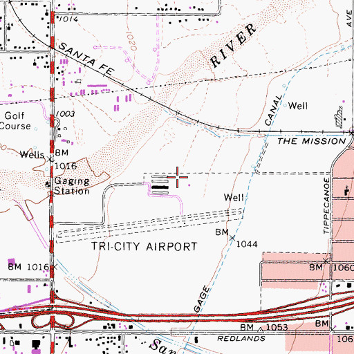 Topographic Map of Inland Regional Center, CA