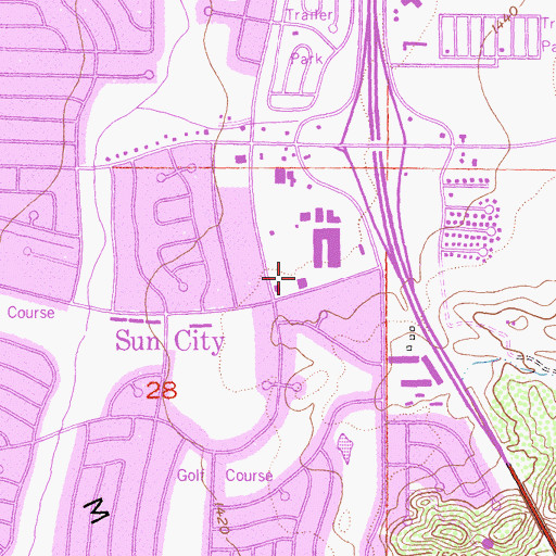 Topographic Map of Inland Urgent Care of Sun City, CA