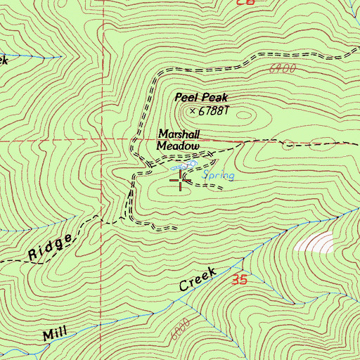 Topographic Map of Marshall Meadow, CA