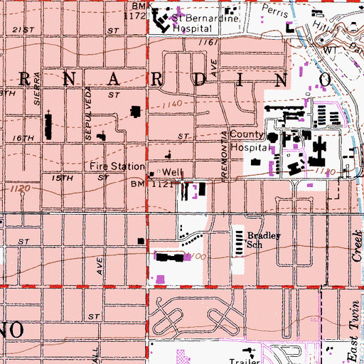 Topographic Map of Medical Center Convalescent Hospital, CA