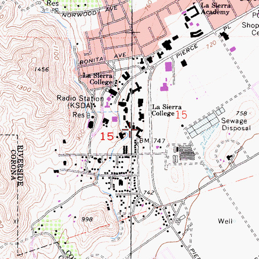 Topographic Map of Calkins Hall Security Building, CA