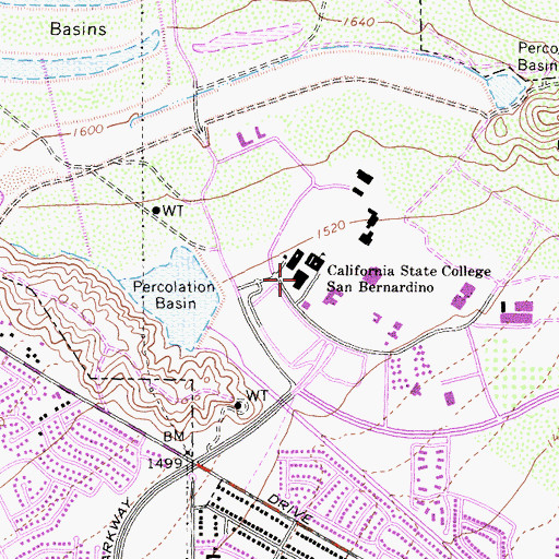 Topographic Map of Chaparral Hall, CA