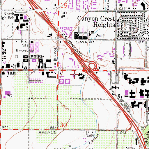 Topographic Map of Highlander Hall, CA