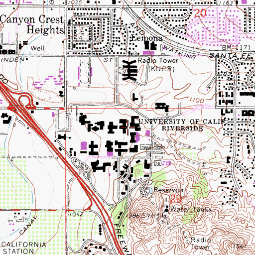 Topographic Map of Noel Keen Hall, CA