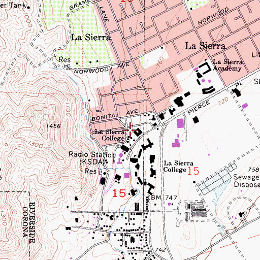 Topographic Map of Palmer Hall, CA