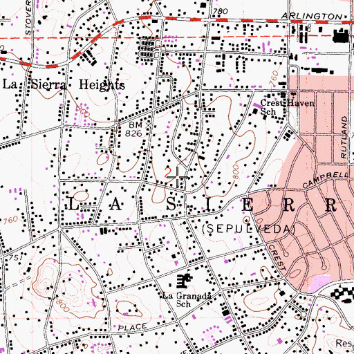 Topographic Map of Rainbow Christian Center Riverside Dream Center, CA