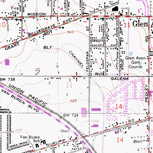 Topographic Map of Riverside County Library, CA