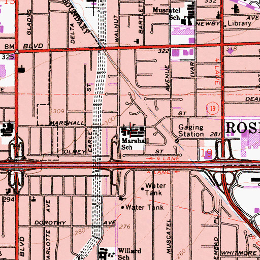 Topographic Map of Mildred B Janson Elementary School, CA