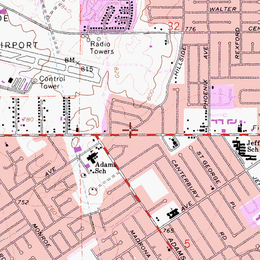Topographic Map of Riverside Fire Department Station 5 Airport, CA