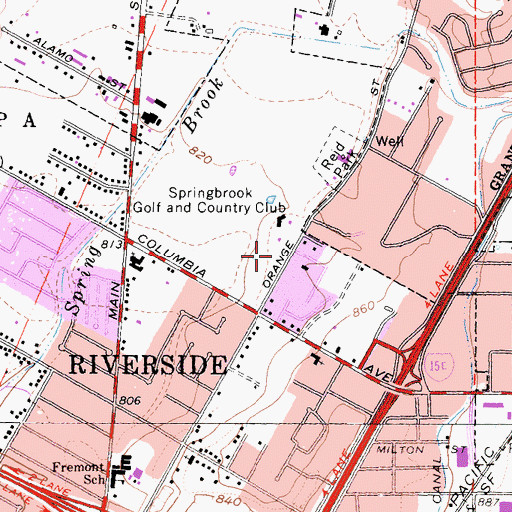 Topographic Map of Riverside Fire Department Station 6 Northside, CA
