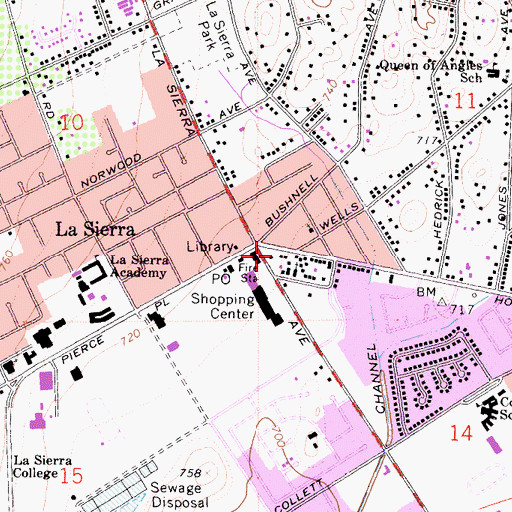 Topographic Map of Riverside Fire Department Station 8 La Sierra, CA