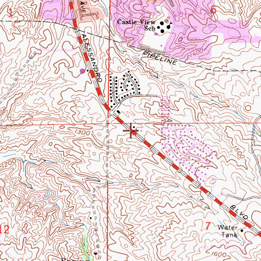 Topographic Map of Riverside Fire Department Station 9 Mission Grove, CA