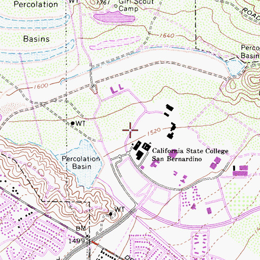 Topographic Map of Robert V Fullerton Art Museum, CA