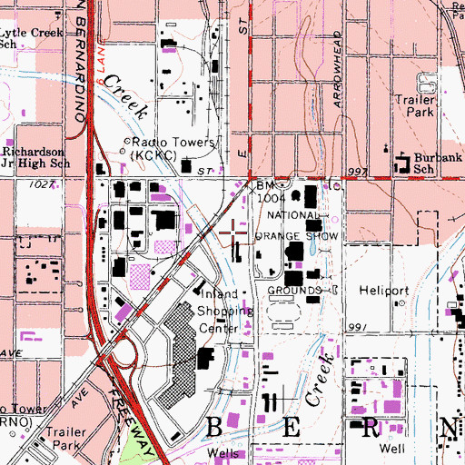 Topographic Map of San Bernardino County Community Safety Division Building, CA