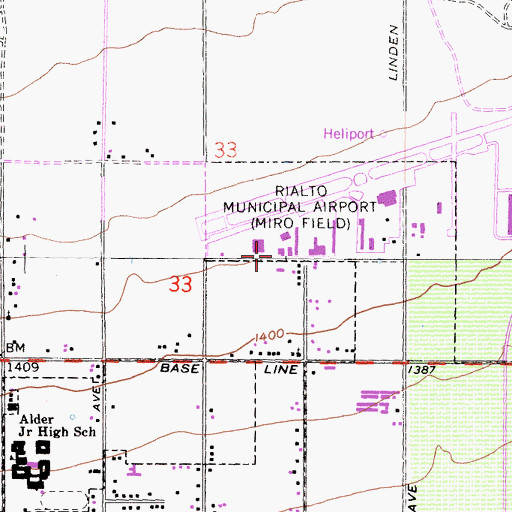 Topographic Map of San Bernardino County Hazardous Materials Division Business Office, CA