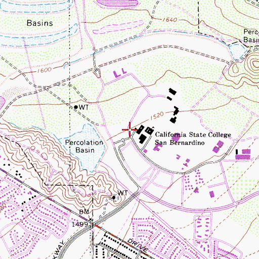 Topographic Map of Sierra Hall, CA
