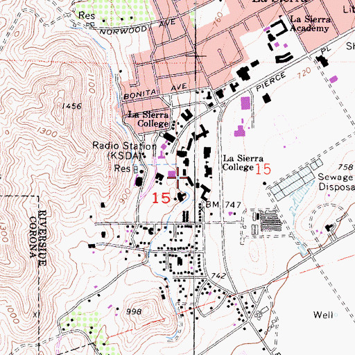Topographic Map of South Hall, CA