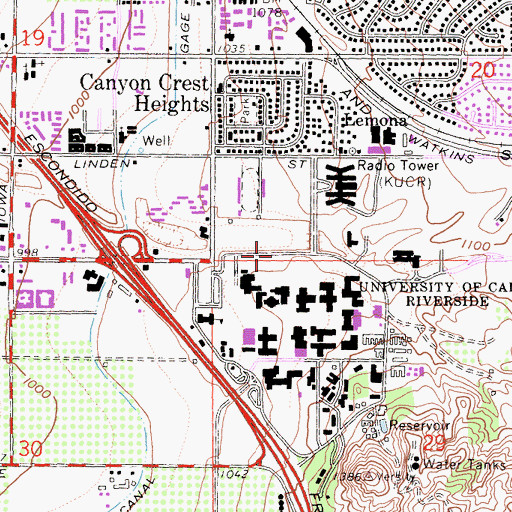 Topographic Map of University Lecture Hall, CA