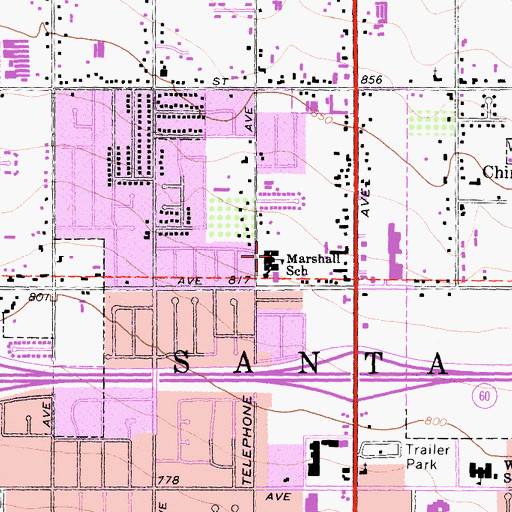 Topographic Map of Marshall School, CA