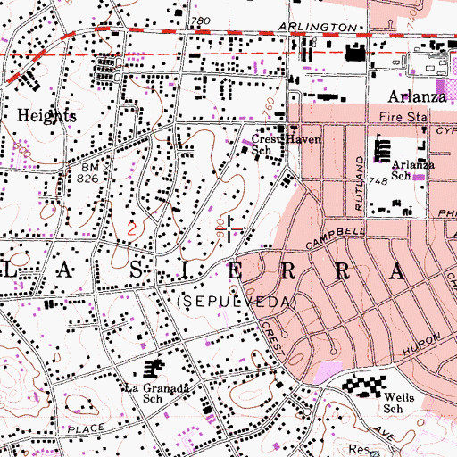 Topographic Map of Arlington Apostolic Church, CA