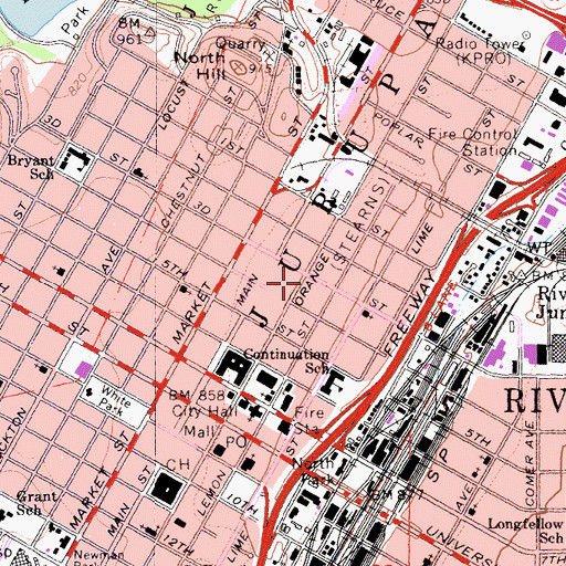 Topographic Map of Bahai Faith, CA