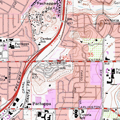 Topographic Map of Beth Simcha Messianic Congregation, CA